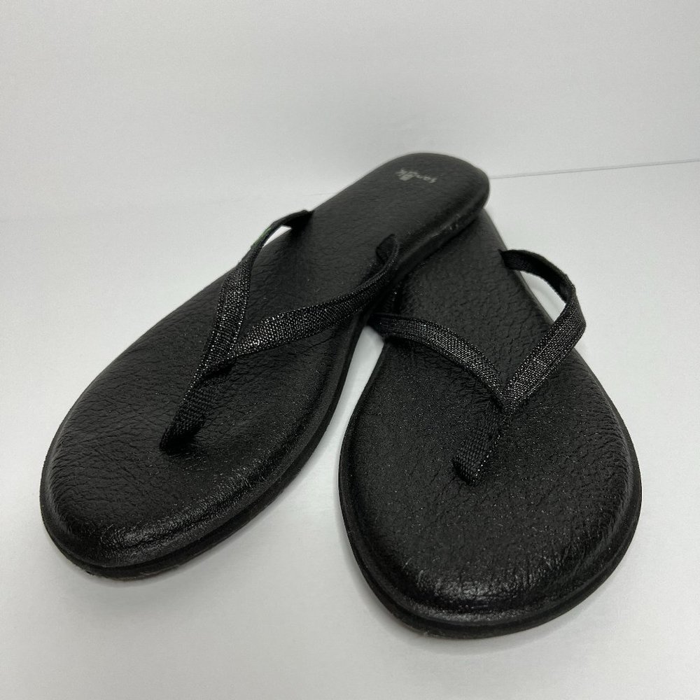 Sanuk Yoga Spree 2 Flip Flops 11B Black/Silver